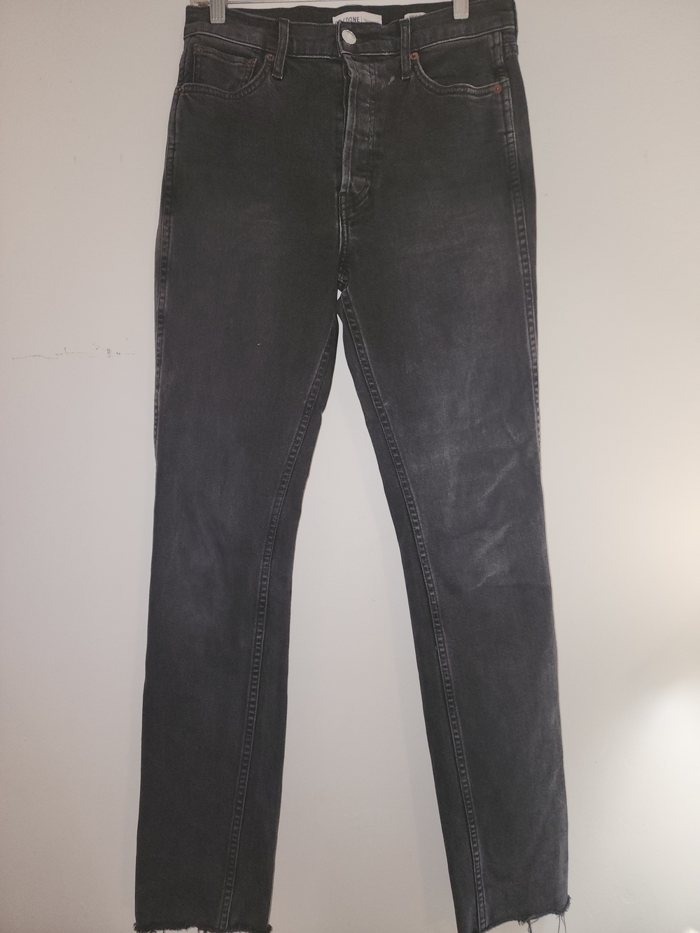 Re/Done Originals Womens Washed Black Slim Straight Jeans Size 28
